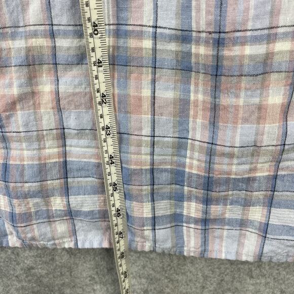 J Jill Love Linen Dress Womens Medium Petite Plaid Sleeveless Coastal Beachy - Picture 6 of 14